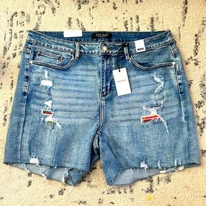 NWT 3X Judy Blue Mid-Rise Ripped Destroyed Shorts Style JB150091 Plus Curvy